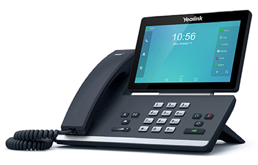 a photo of a Yealink branded Voip phone, with a large digital screen
