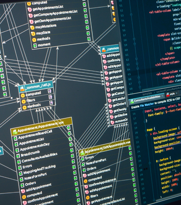 a photo of a computer screen with a complex database management system on